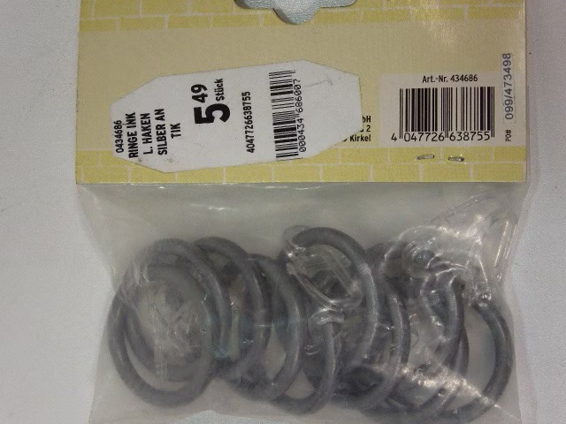 20 Stk Gardinenringe Ringe Vorhangstange silber antik 16-19mm Ø 434686