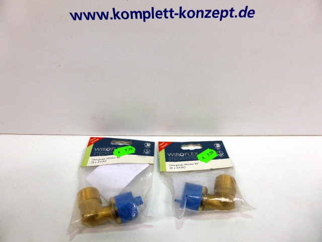 2 x Stück Wiroflex 26186 9 Winkel Übergangswinkel 90° 20 mm x 3/4 AG