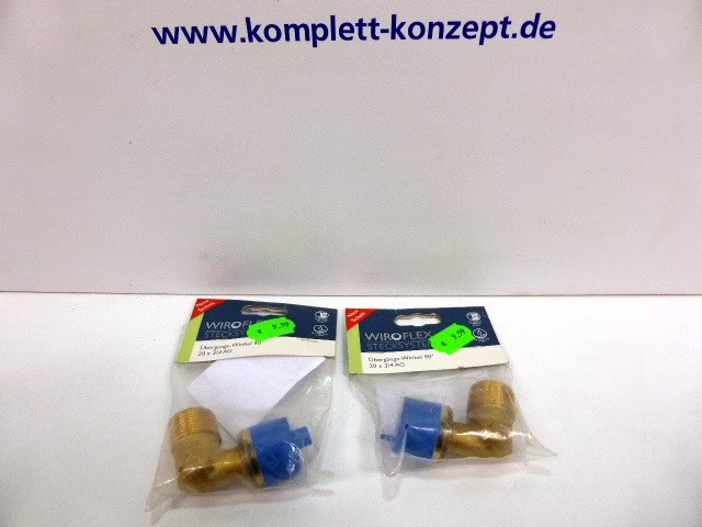 2 x Stück Wiroflex 26186 9 Winkel Übergangswinkel 90° 20 mm x 3/4 AG