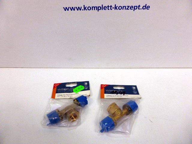 2 x Stück Wiroflex 26214 9 T-Stück mit Gewindeanschluss 16 x 1/2 IG x 16 mm