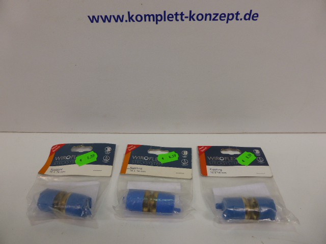 3 x Stück Wiroflex 26176 0 Stecksystem Kupplung Koppelung 16 x 16 mm