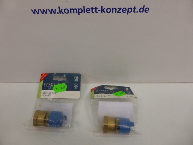2 x Stück Wiroflex Übergangs-Muffe Muffe Steckverbinder 20 mm x 3/4 IG