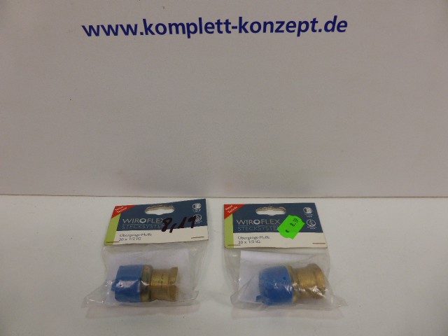 2 x Stück Wiroflex Übergangs-Muffe Muffe Steckverbinder 20 mm x 1/2 IG