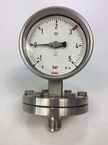 Manometer Eriks DIN 0-5 bar 1.4571 Edelstahl 1/2 Zoll Kl.1,6