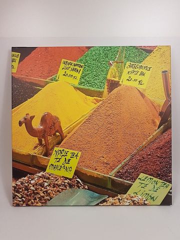 Dekoratives Bild Gewürze 90 x 90 cm für Cafe Restaurant auf Holzrahmen 4cm gespannt