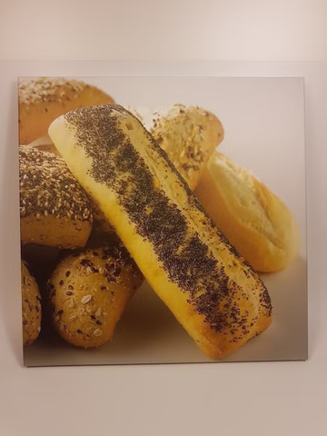 Bild Brötchen Baguette 90 x 90cm für Restaurant Cafe auf Holzrahmen 4cm gespannt