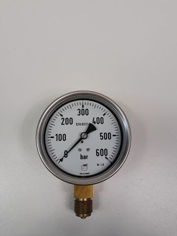 IMT Messgerät Manometer NG 100 G12B Rohrfederdruckmessgerät 0-600 bar Anzeige