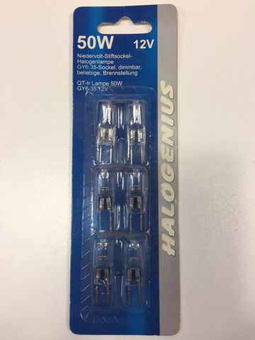 58x 6er Packung Halogenius Niedervolt  Stiftsockel Halogenlampe GY6.35 Dimmbar 50 Watt 12 Volt 683921 7612714562281