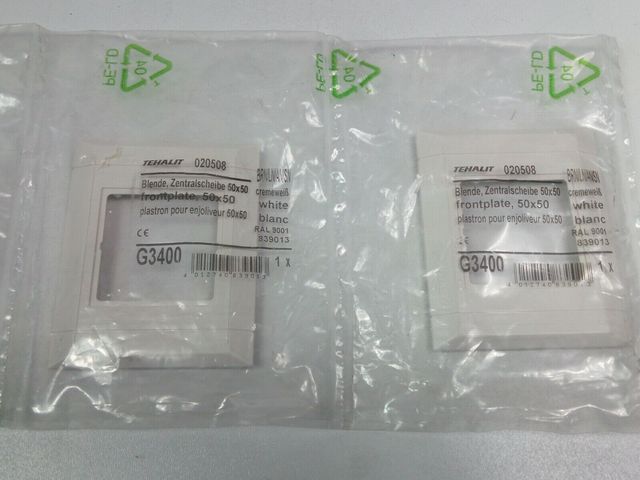23x Tehalit G3400 RAL9001 Geräteblende Zentralscheibe Blende 50x50mm 020508