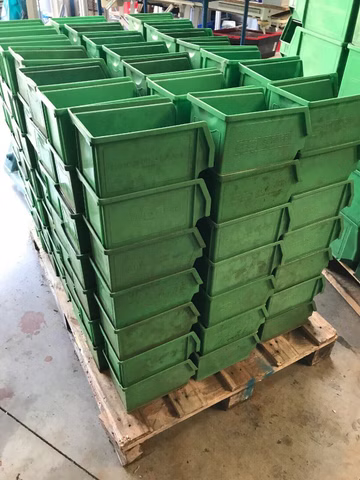 147x Posten Schäfer Kästen LF 221 Grün Lagerkiste Lagerwanne Stapelbox Kasten