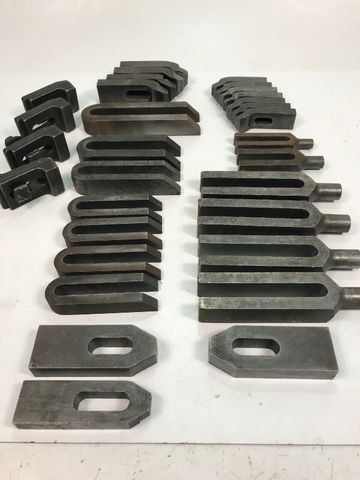 Posten Gabel Spanneisen, abgeschrägt, abgesetzt, gekröpft, DIN 6314, 6315, 6316