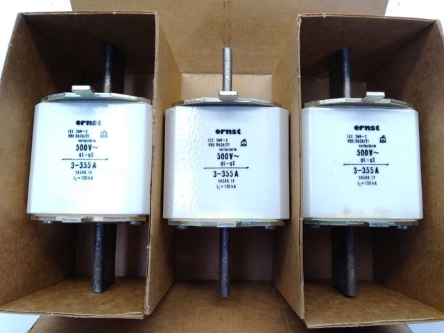 3 Stück Ernst NH-Sicherung Sicherungseinsatz Panzersicherung 355A 500V