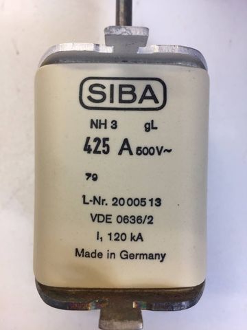 3 Stück Siba NH-Sicherung Panzersicherung Sicherungseinsatz 425A 500V