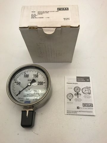 Wika Manometer 233.50.100 Model 250 bar, 1/2 NPT u Messsystem 316L, Art. 0752.02