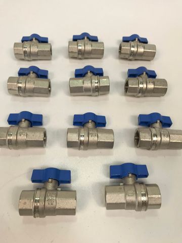 11x Messing Vernickelt Kugelhahn DVGW  Gewinde DN15 EN331 MOP5 PN63