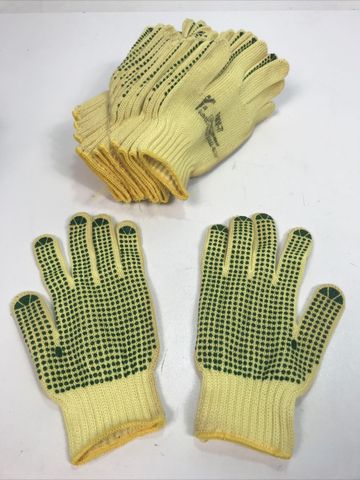 10x  Leichte Handschuhe Gr.7 Gelb Baumwolle mit Stopper UVP 29€
