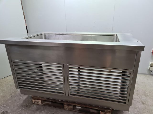 Gastro Kühltheke Edelstahl Kaltwasserbad Kühlung Ausgabetheke 90 x 160 x 80 cm