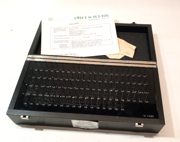 Atorn Prüfstift-Satz im Holzkasten, Nennmaß Prüfstifte: 1,00-2,00 mm um 0,02 mm