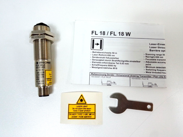 Sensopart FLS 18-L4 Laser-Einweglichtschranke range 50m 650nm M18
