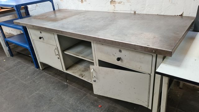 Werkbank Arbeitstisch Arbeitsplatz Edelstahlplatte 82x200x80 cm