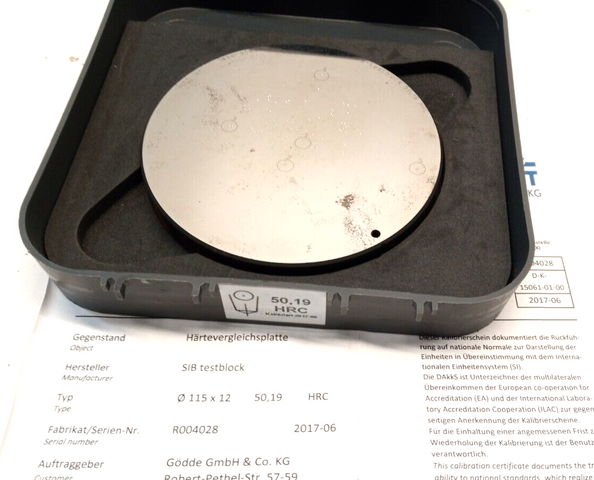 SIB Härtevergleichsplatte HRC 50,19  115x12 Kalibrier- und Justierplatte