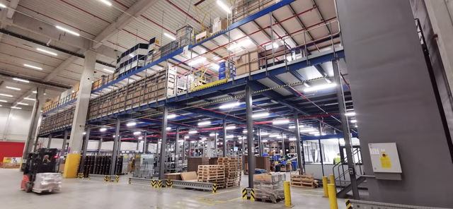 SSI Schäfer Logistikzentrum Distributionslager Rollenfördersystem Packstation