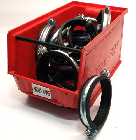 16x Rohrschellen Gelenkrohrschellen mit Anschlussgewinde 108-116mm