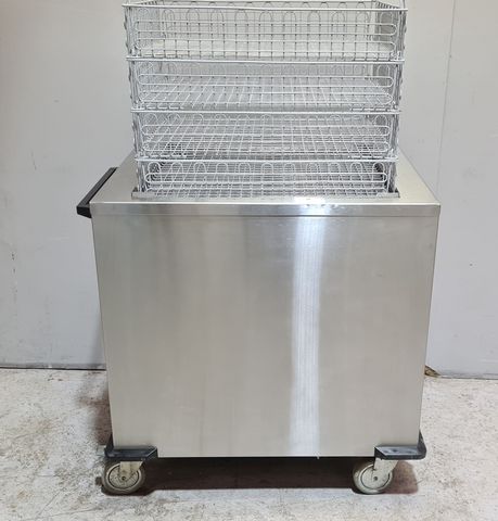 Gastro Edelstahl Korbspenderwagen auf Rollen Korbmaß 65x53 cm