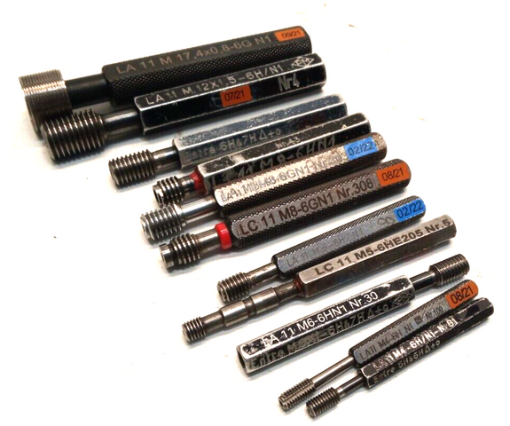 11x Gewinde Lehrdorn Zoll Grenzlehrdorn Lehre Ø 17,4 / 12 / 11/8 /6 / 4