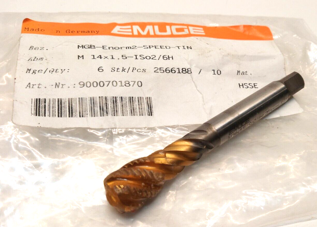 Emuge MGB-Enorm2-Speed-TIN Bohrer M14x1,5-ISo2/6H HSSE Gewindebohrer