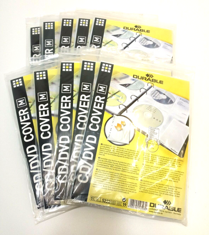 10x Durable 5 CD-/DVD Cover -Hüllen A4 Transparent Durable M 5222/19