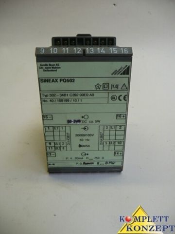Camille Bauer AG Sineax PQ502 Typ 502-34B1 C392 00E0 A0 Messumformer