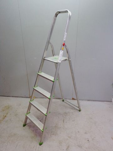 Hailo Modell 8900 Alu Sicherheits Haushaltsleiter 5 Stufen Trittleiter Aluleiter