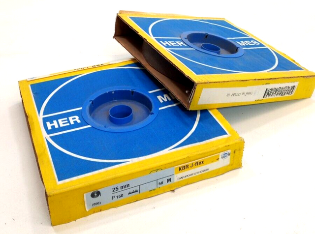 2x HERMES Schleifpapier, Schleifband, Sandpapier KBR J-Flex P150, 25 mm x 50 m
