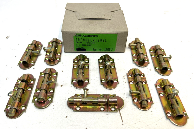 11 Stück ALBERTS, Grendelriegel mit Schlaufe, 50mm, verzinkt, TYP 161
