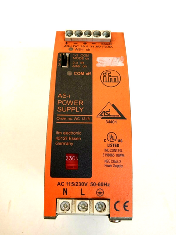 IFM electronic AC 1216 AS-i Power Supply 34401 AC1216 Stromversorgung 115/230 V