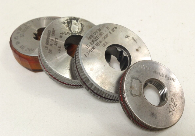 4× Gewinde-Lehrring M1.45 EW 30° B 25° – Feingewinde Prüfring