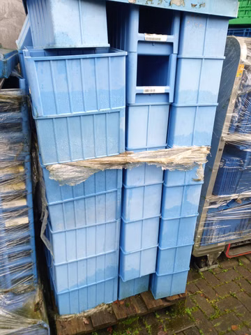 Posten ca 70 Auer Sichtlagerkiste Regalkasten Lagerkasten Stapelbox 21x35 H:15cm