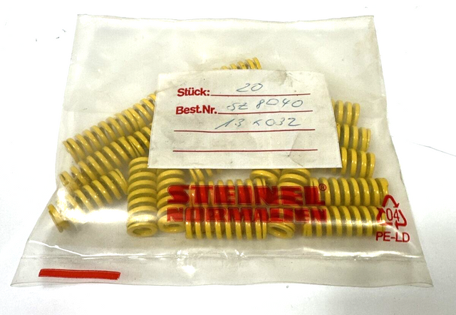20 x Steinel Normalien SZ8040 Systemfeder Feder Gelb L: 32mm  