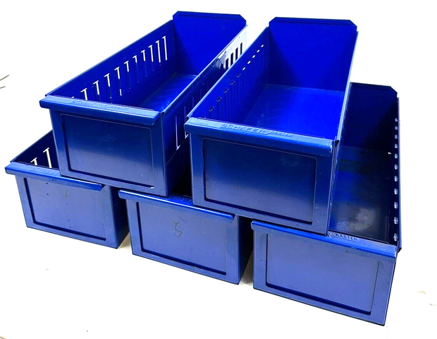 5x SSI Schäfer RK 386 Kasten Regalkasten Box Lagerkasten Blau Stahl 40x16x12 cm