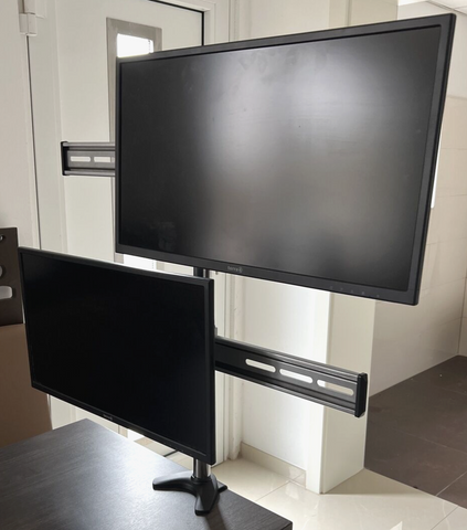 Tischhalterung 4 Monitore 360° schwenkbar + 2x TERRA LED 2447W Monitorhalterung