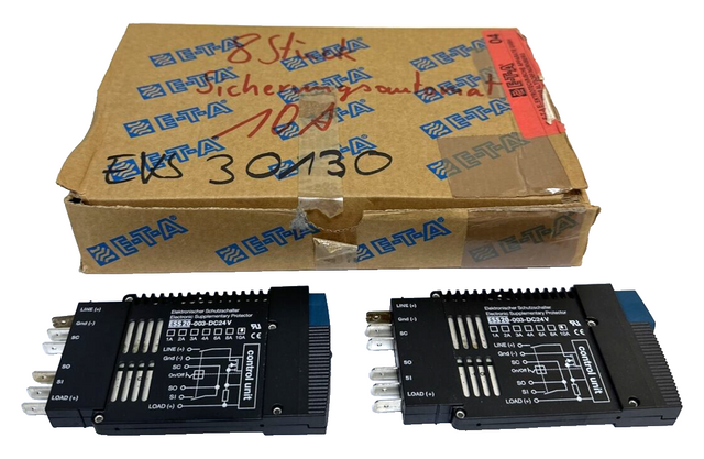 2 x E-T-A Elektronischer Schutzschalter ESS20-003-DC24V Schalter 10A