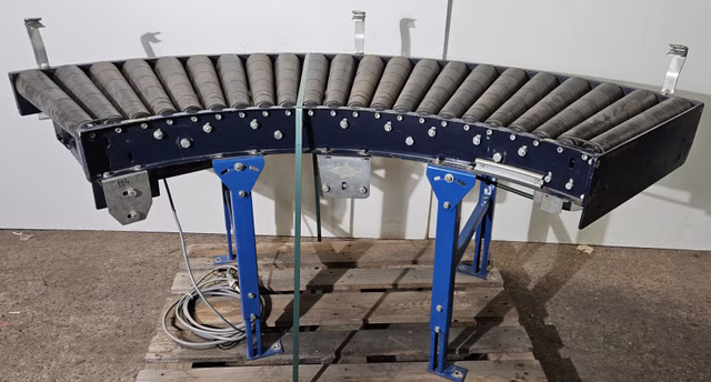 Schulz Rollenkurvenförderer mit Antrieb 90° Rollenbahnkurve Rollenbahn 490 mm