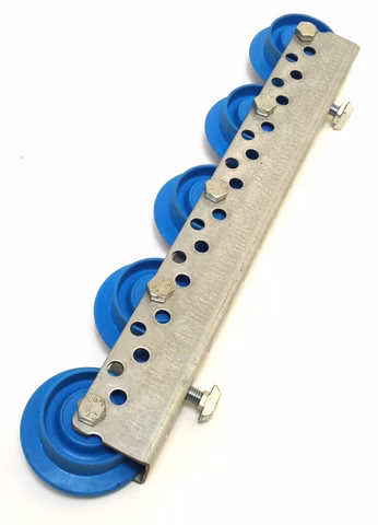 Universal-Rollenschiene, Kunststoffrollen mit Spurkranz, 5 Rollen, 32 cm Schiene