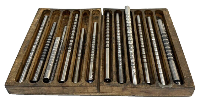 Grenzlehrdorn Set in Holzkiste Prüfdorn mit einzelschritten Mehrfachsegmente