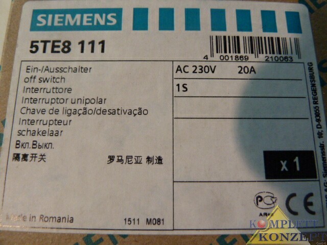 Siemens 5TE8 111 4Ein-/Ausschalter