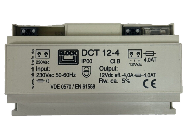 Block Gleichstromversorgung DCT 12-4 230Vac 50-60Hz Stromversorgung Block DCT124