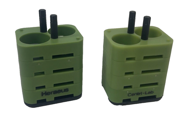 2x Thermo Heraeus 2x 50mL Round Bottom 75003816 Centri-Lab Adapter Green