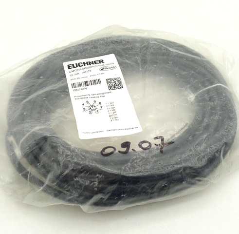 Euchner 100178 10m Anschlusskabel C-M12F08-08X025PV10,0-MA-100178 Kabel 100178HW