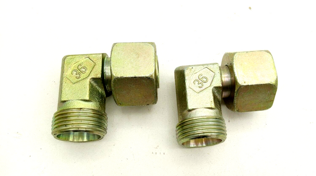 2x Winkelverschraubung 36 Verschraubung 90° Hydraulik mit Überwurfmutter Winkel
